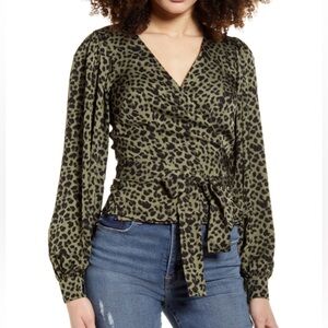 GOOD AMERICAN LONG SLEEVE WRAP TOP
